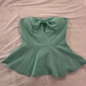 Y2K Love Culture Brand Mint Knit Peplum Top (NWT)